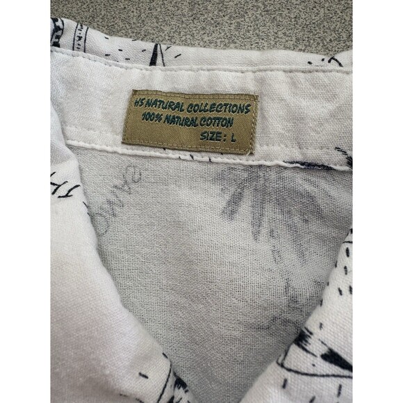 HS Natural Collections White Palm St Thomas Large Tropical Button Up Men’s Shirt - Picture 3 of 9